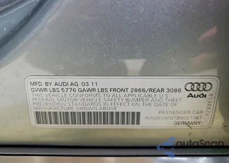 2011 Audi A8 Quattro из США, поврежденный, VIN WAUAVAFD1BN021187